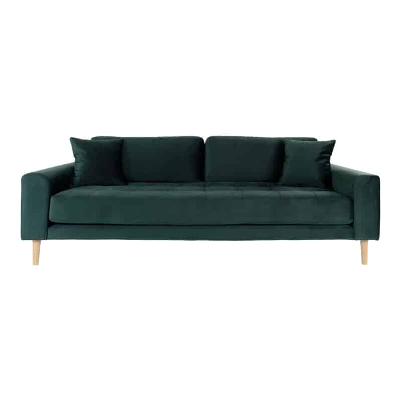 Sofa - Lido - Mørkegrøn - Velour - 3 Personers