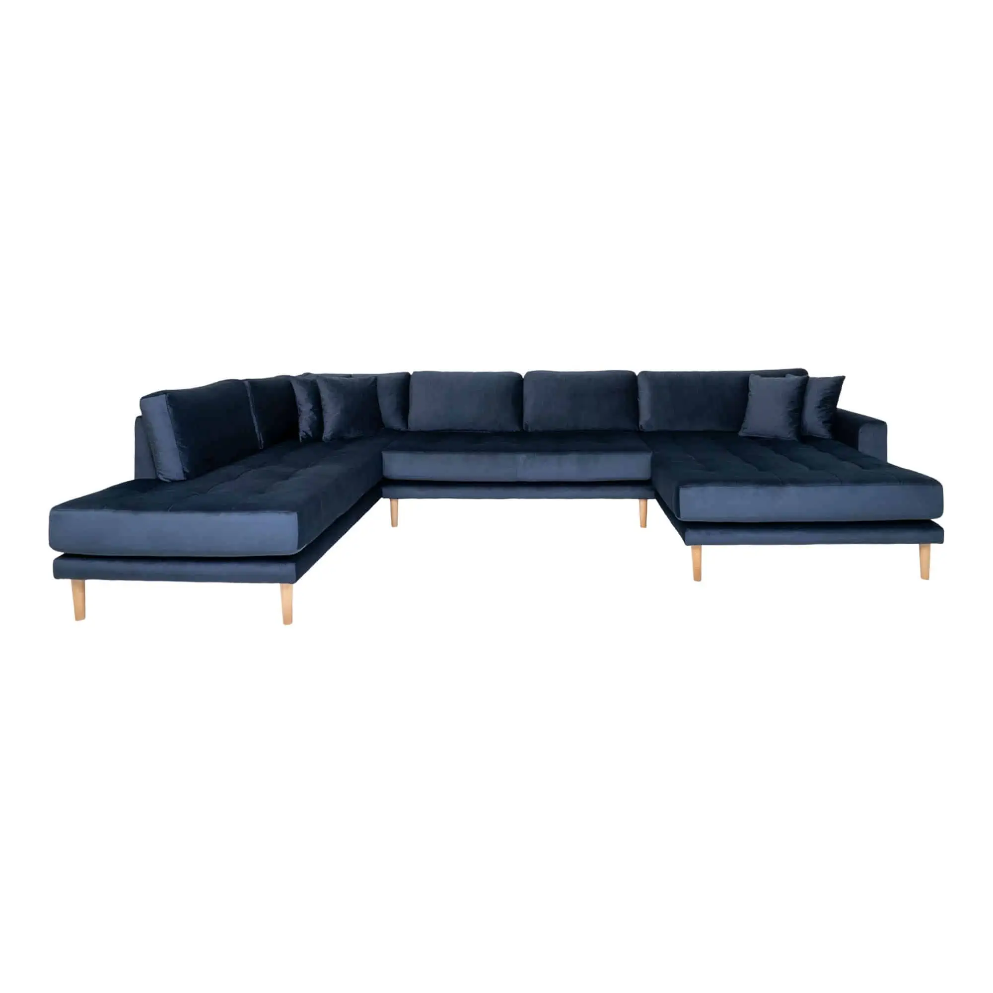 U-sofa Lido blå velour produktbillede