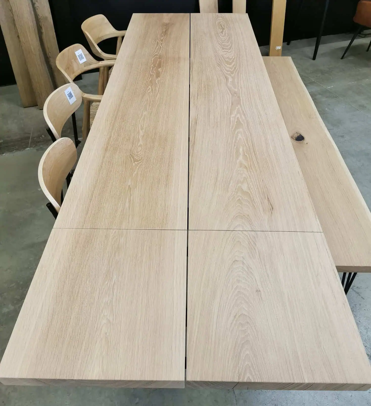 Plankebord - Eg - Hvid olie - 90 x 240 cm - Tillægsplade 50x90 cm